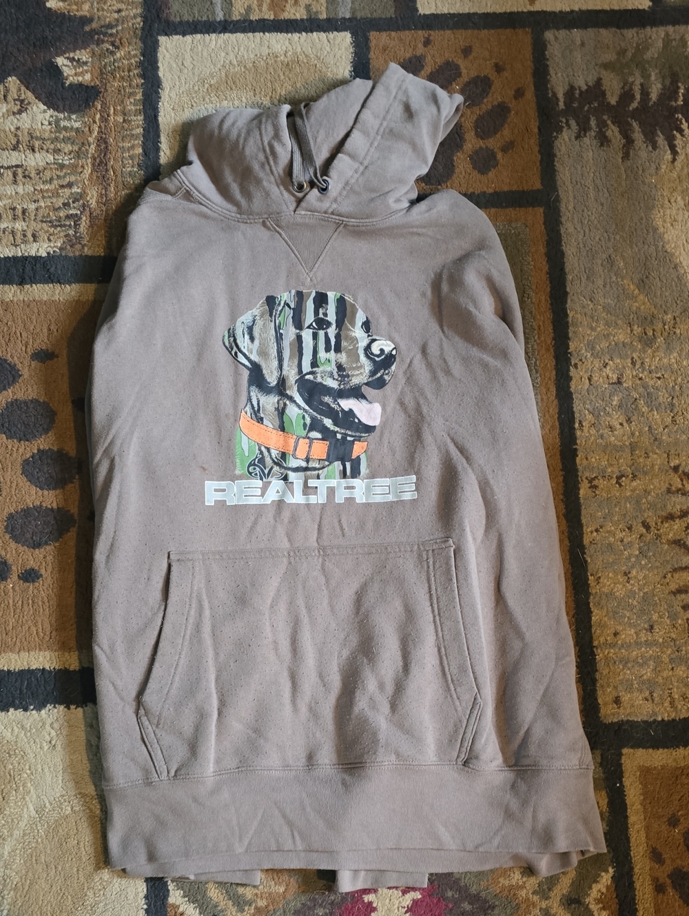 Realtree Taupe Hoodie with Camo Dog Graphic
